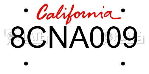 8CNA009 California License Plate