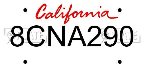 8CNA290 California License Plate