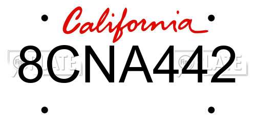 8CNA442 California License Plate