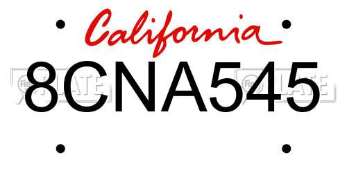 8CNA545 California License Plate