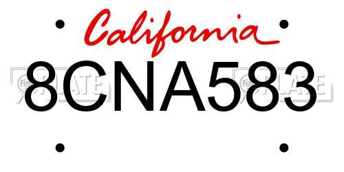 8CNA583 California License Plate