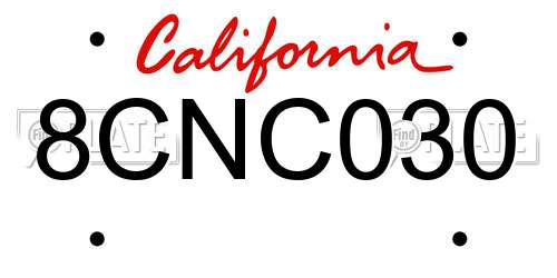 8CNC030 California License Plate