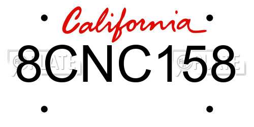 8CNC158 California License Plate