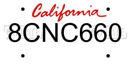 8CNC660 California License Plate