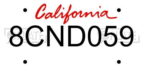 8CND059 California License Plate