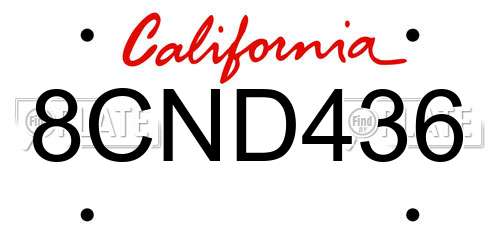8CND436 California License Plate