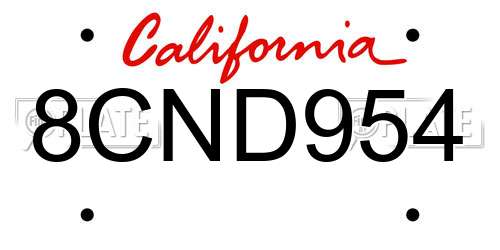 8CND954 California License Plate