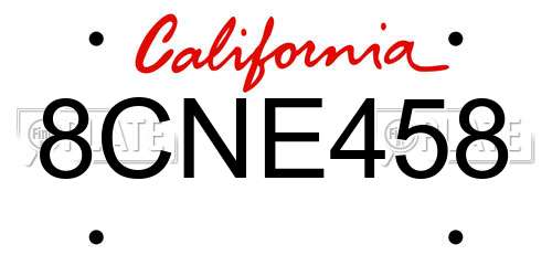 8CNE458 California License Plate