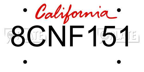 8CNF151 California License Plate