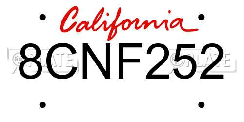 8CNF252 California License Plate