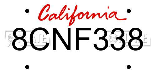 8CNF338 California License Plate