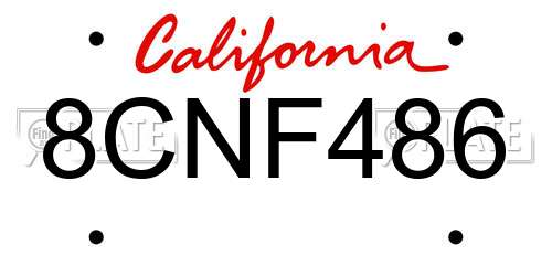 8CNF486 California License Plate