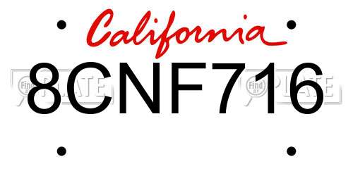 8CNF716 California License Plate