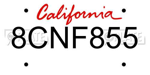 8CNF855 California License Plate