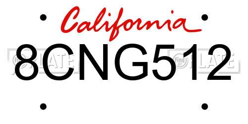 8CNG512 California License Plate