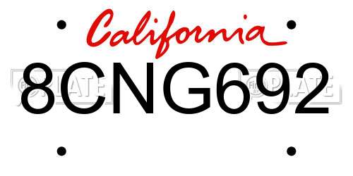 8CNG692 California License Plate