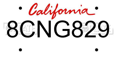 8CNG829 California License Plate