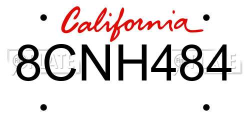 8CNH484 California License Plate