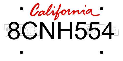 8CNH554 California License Plate