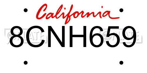 8CNH659 California License Plate