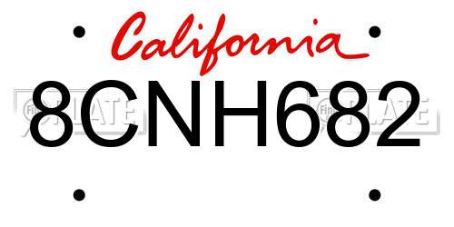 8CNH682 California License Plate
