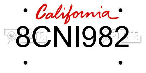 8CNI982 California License Plate