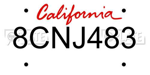8CNJ483 California License Plate