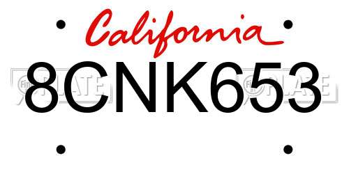 8CNK653 California License Plate