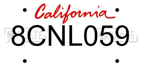 8CNL059 California License Plate