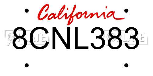 8CNL383 California License Plate