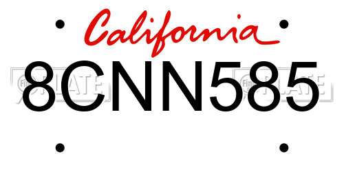 8CNN585 California License Plate
