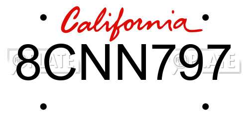 8CNN797 California License Plate
