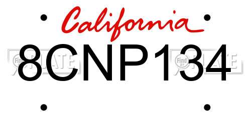 8CNP134 California License Plate