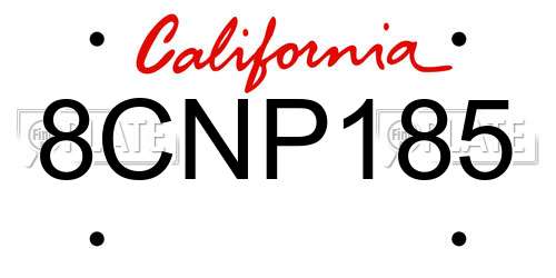 8CNP185 California License Plate