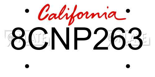 8CNP263 California License Plate