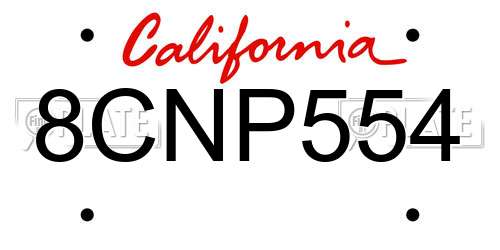 8CNP554 California License Plate
