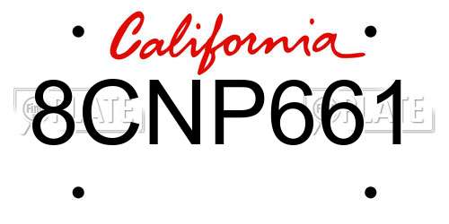 8CNP661 California License Plate
