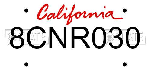 8CNR030 California License Plate