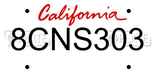 8CNS303 California License Plate