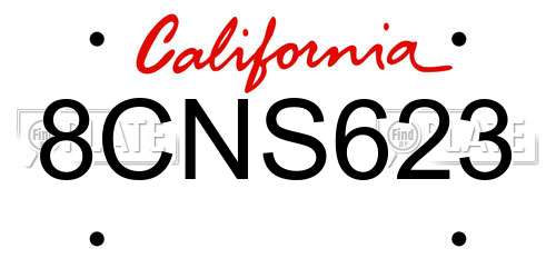 8CNS623 California License Plate
