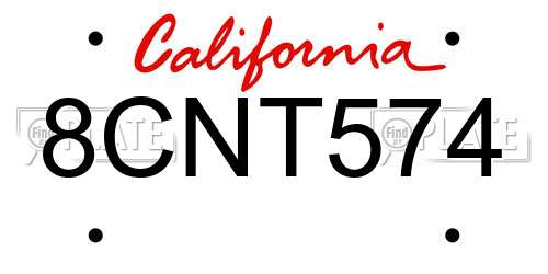 8CNT574 California License Plate
