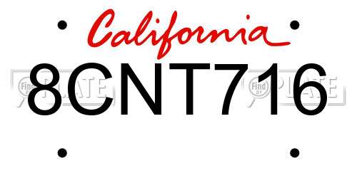 8CNT716 California License Plate