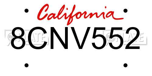 8CNV552 California License Plate