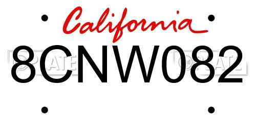 8CNW082 California License Plate