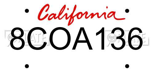 8COA136 California License Plate