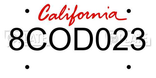 8COD023 California License Plate