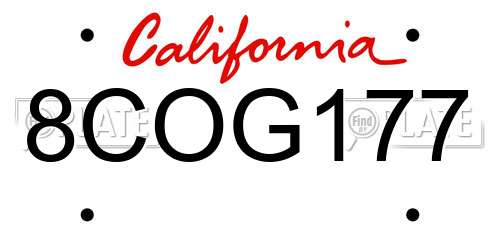 8COG177 California License Plate