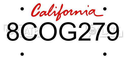 8COG279 California License Plate