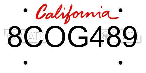 8COG489 California License Plate