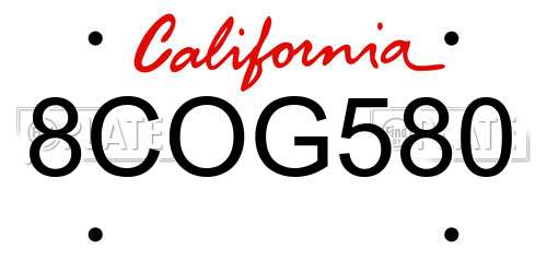 8COG580 California License Plate